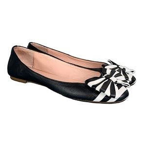 KATE SPADE NEW YORK: Women’s Wallace Bow Ballet Flats - Black/White - Size 8 1/2